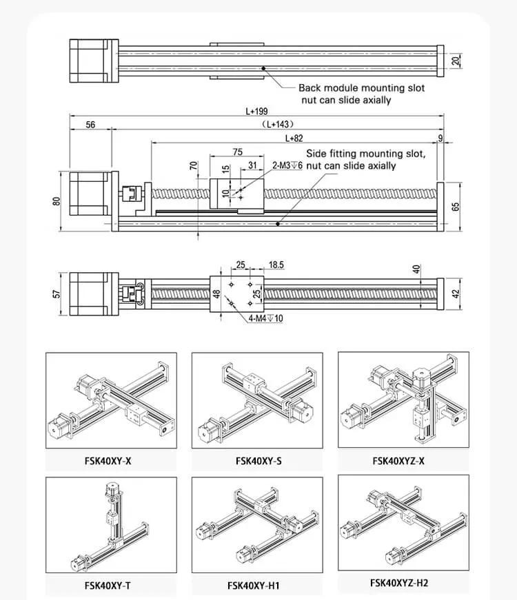 Motorized Ball Screw Linear Guide Rail 3 Axis Stage Motion Slide Table